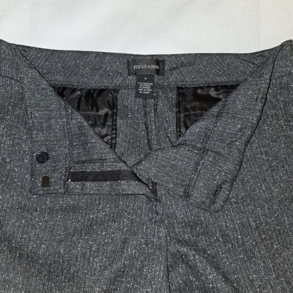 Focus 2000 Black Twill with White Flecks Dress Pants size 10 w/ Beltloops‎ - Picture 3 of 8